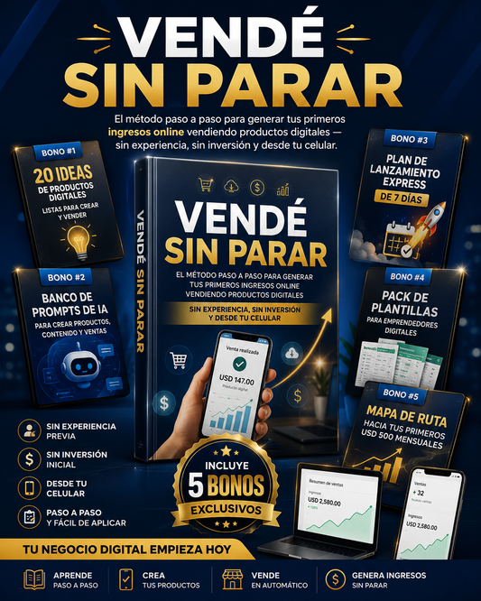 VENDÉ SIN PARAR + 5 BONOS EXCLUSIVOS | Aprende a crear, lanzar y vender productos digitales sin experiencia